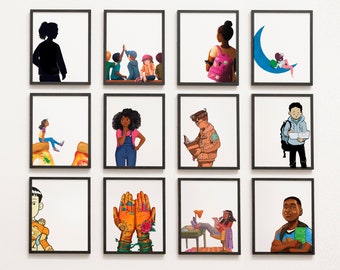 Diverse Middle School Book Characters Diverse - Gallery Wall, Classroom Decor, Diversity, LGBTQ+ reading class, english lit, junior high