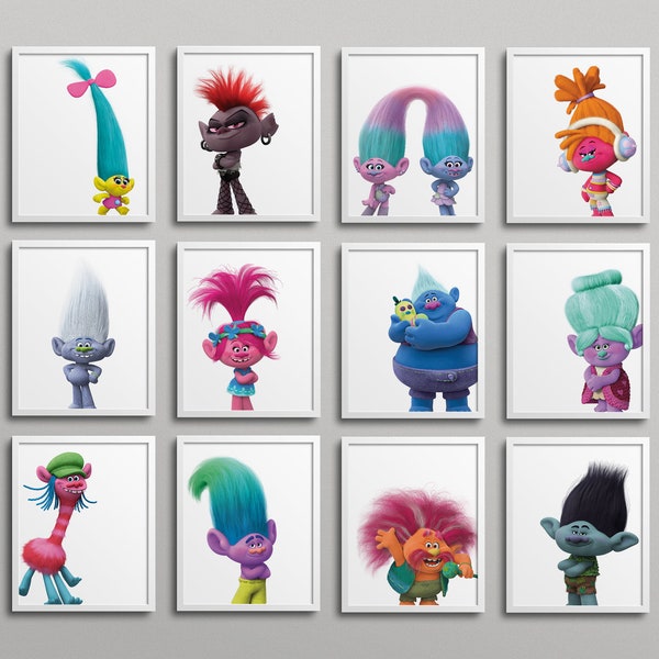 Trolls Gallery Wall - Classroom Decor,  Kindergarten, 1st Grade, nursery, kid's bedroom, poppy, peppy, branch, trolls movie