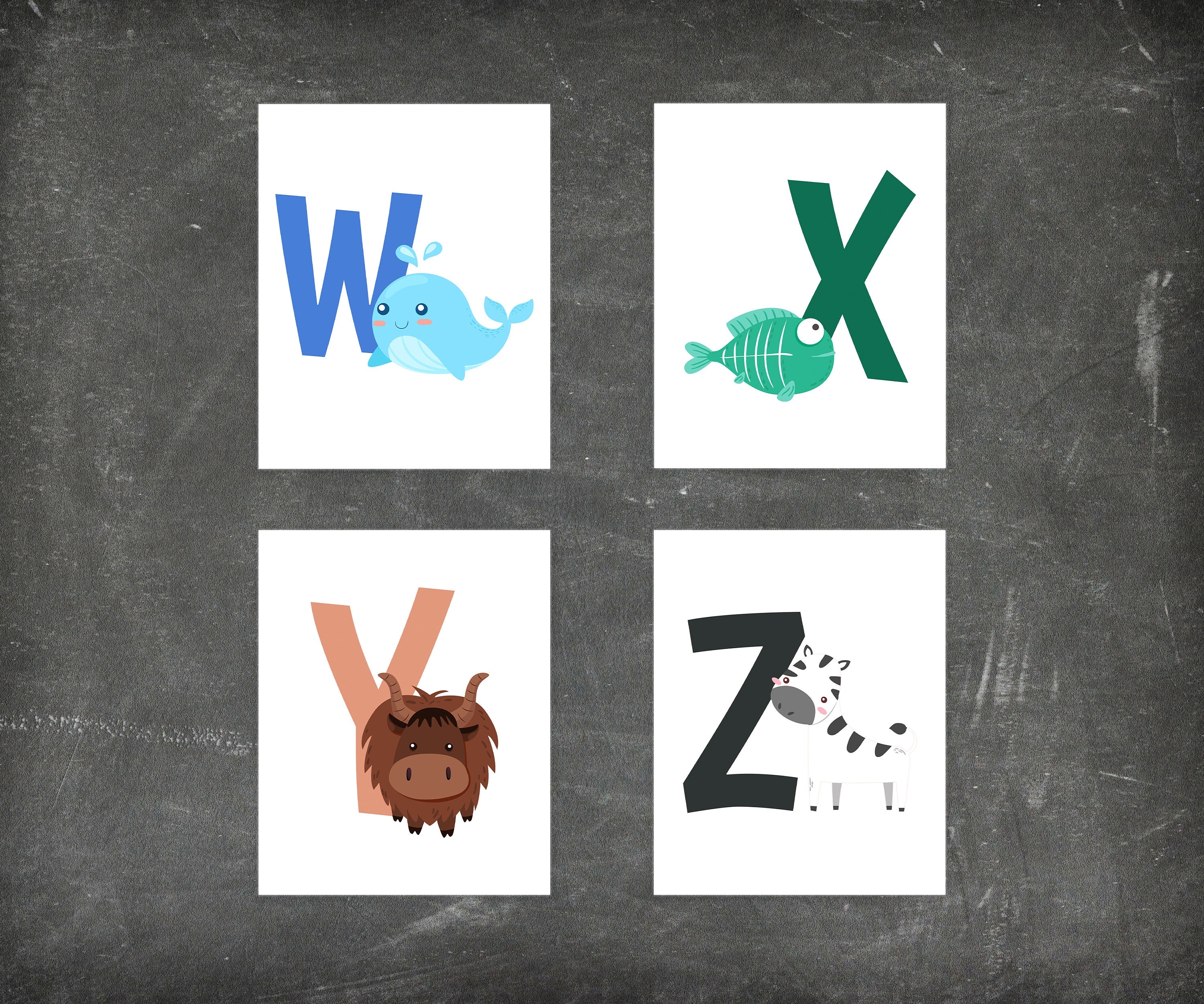 Animal ABCs digital printable instant download nursery | Etsy