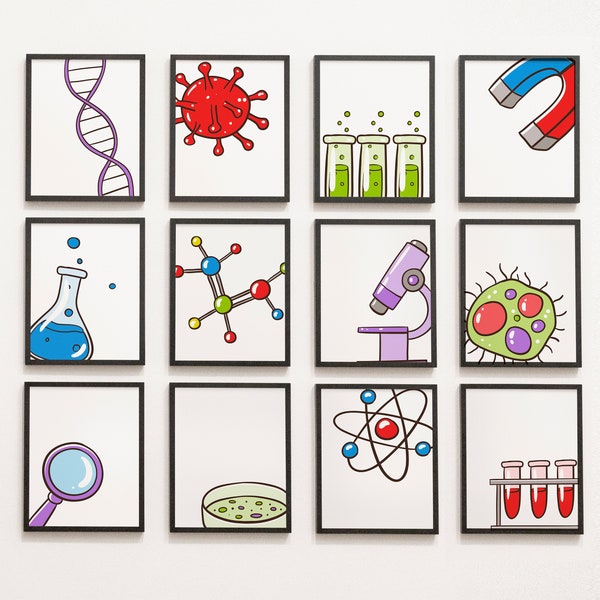 Science Class Gallery Wall - Classroom Decor, elementary school middle school, science art, first second third fourth fifth grade