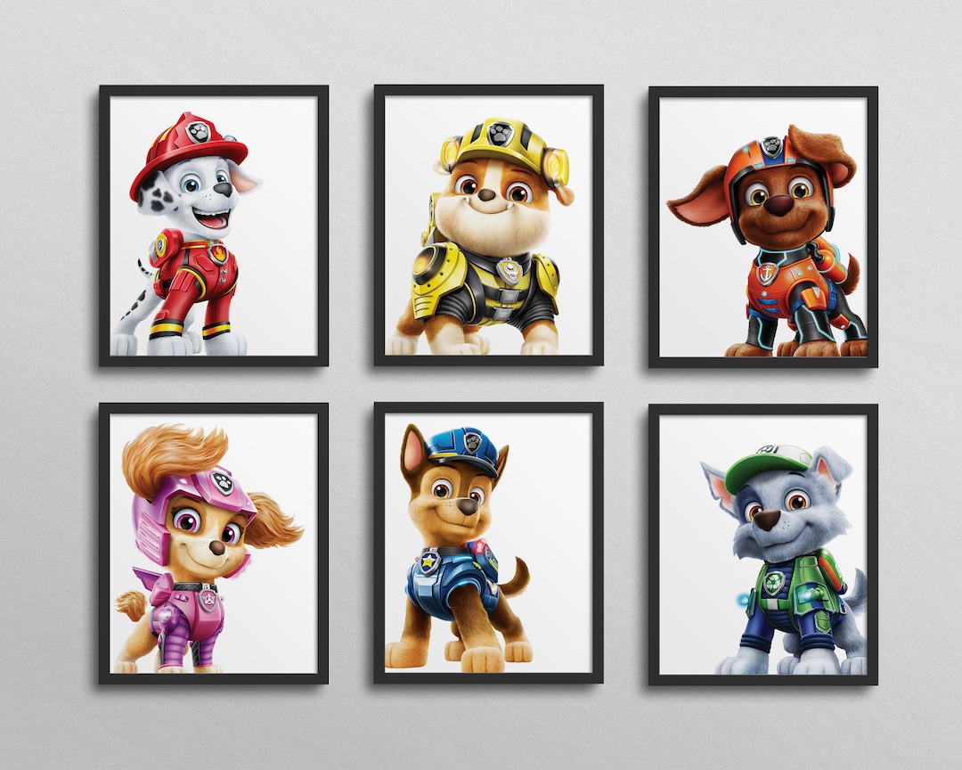 3D Dog Patrol Gallery Wall - Classroom Decor,  Kindergarten, 1st Grade, nursery, kid&#39;s bedroom, chase, rocky, rubble, skye, zuma, marshall