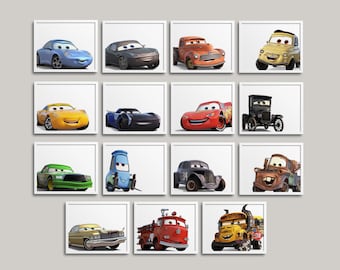 Cars Movies Gallery Wall - Set of 15 - Classroom Decor,  Kindergarten, 1st Grade, nursery, kid's bedroom, lightning mcqueen, pixar cars