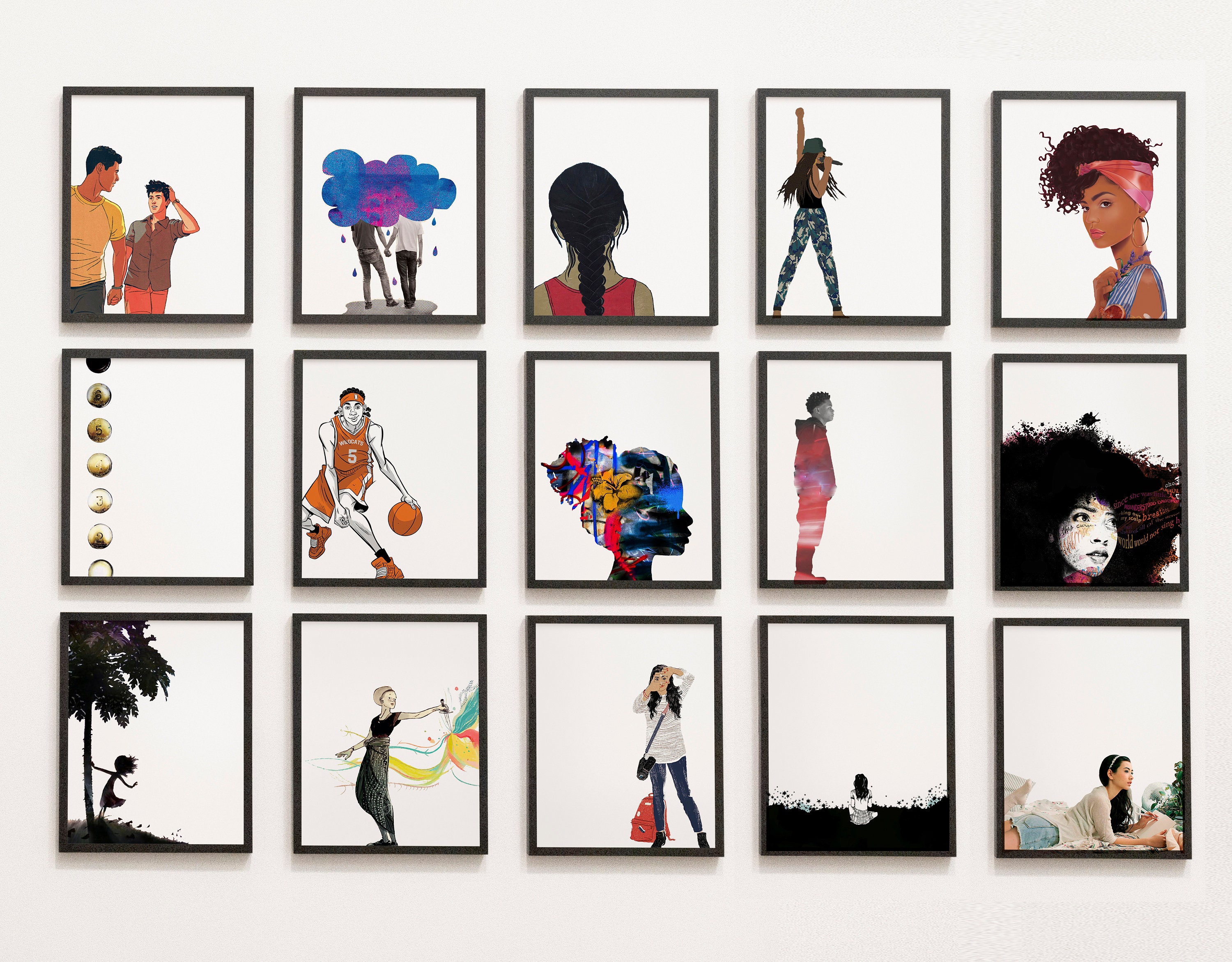 Diverse YA Book Characters Diverse - Gallery Wall, Classroom Decor, D…