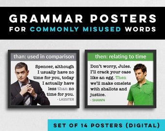 PSYCH Grammar Posters (14) Digital Poster, English Lit Classroom, Classroom Decor, Middle School High School, Shawn Spencer