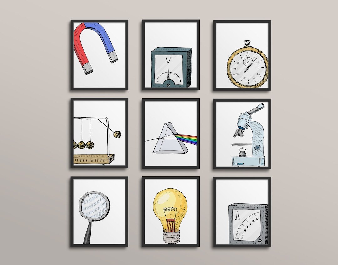 Science Class Illustrated Handdrawn Gallery Wall - Classroom Decor ...