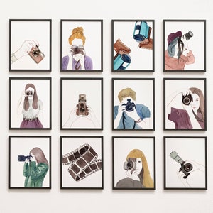 Photography Gallery Wall - photography class, camera, film, photographer, watercolor, digital printable instant download