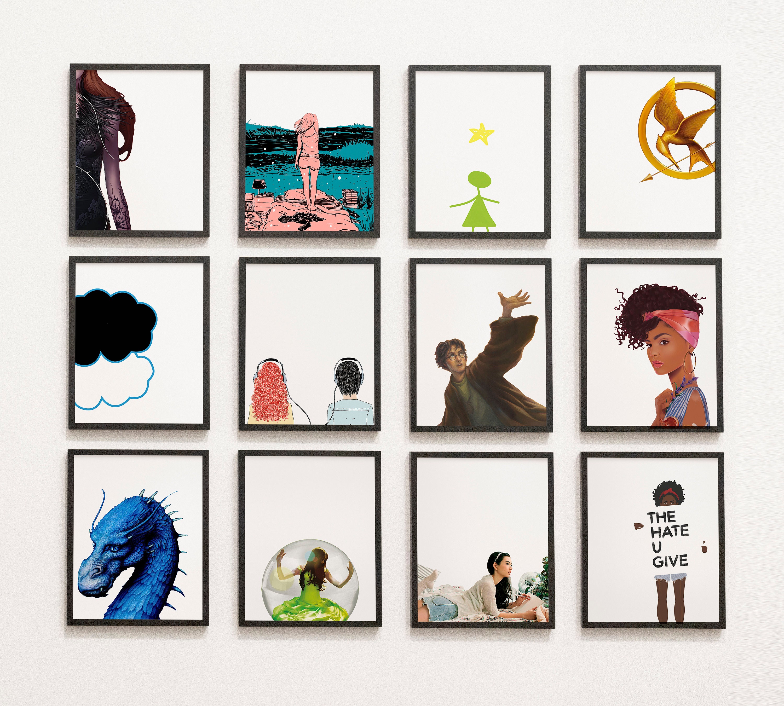 YA Lit Books Gallery Wall - Classroom Decor, middle school, high scho…