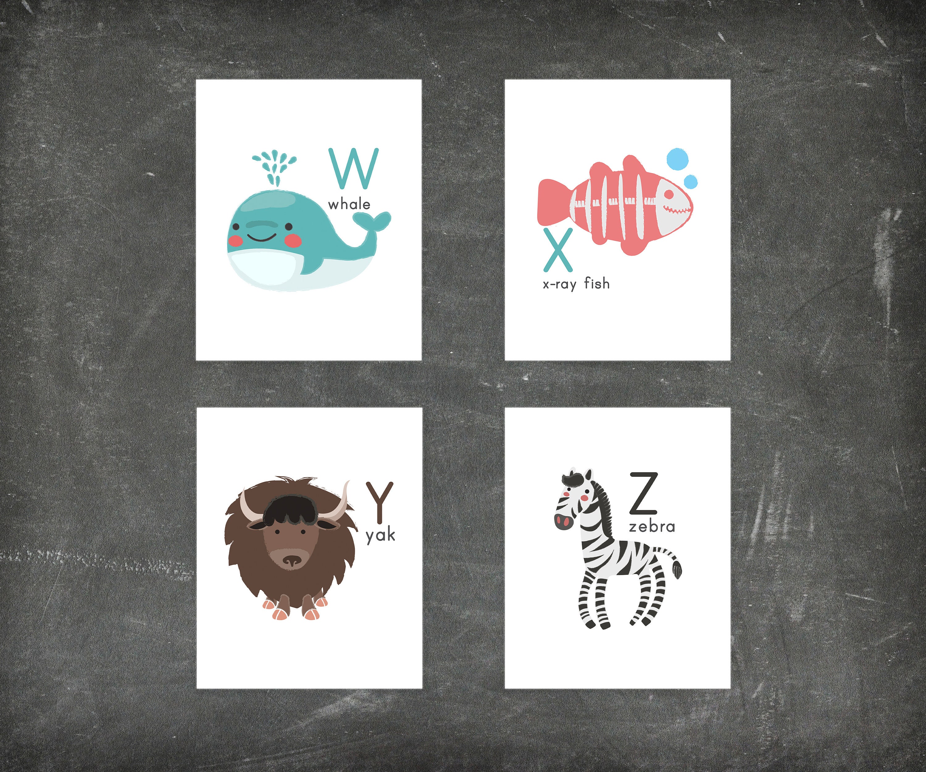 Animal ABCs digital printable instant download nursery | Etsy