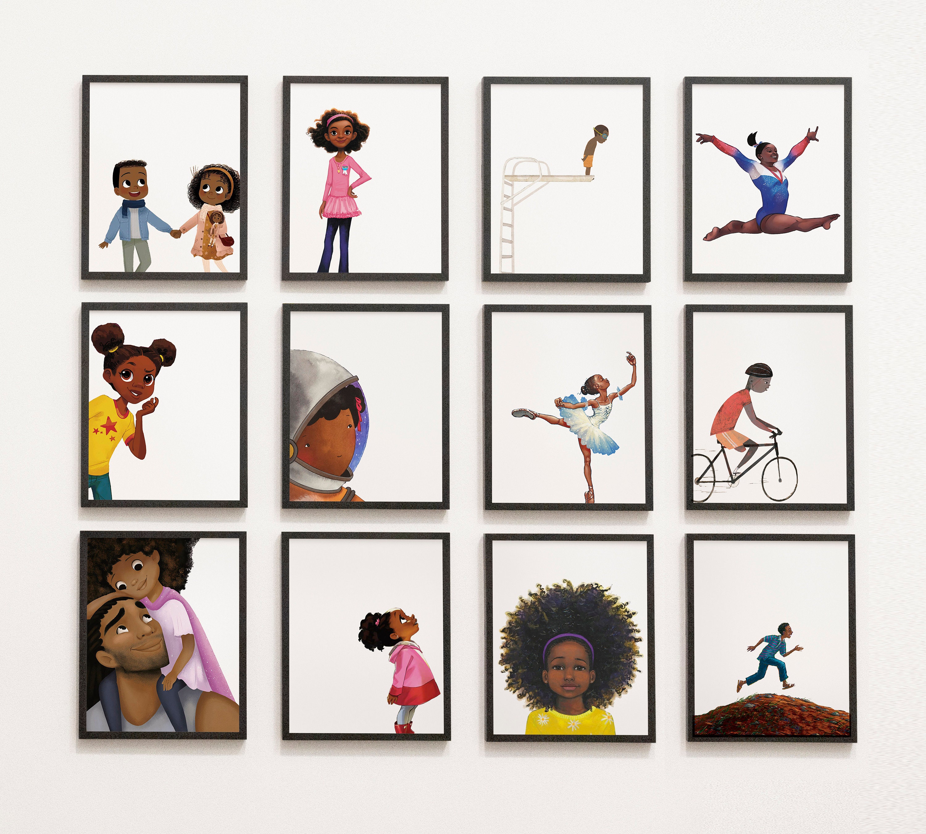 Black/POC ELEMENTARY School Book Characters - Gallery Wall, Classroom…