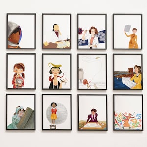 Female Science Books Gallery Wall (Elementary School Age) - Digital Instant Download, Printable, science class, classroom decor