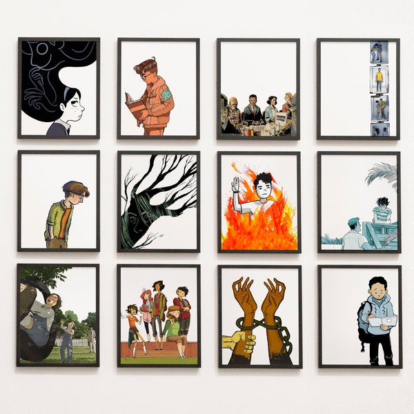 YA Graphic Novel Characters - Gallery Wall, Classroom Decor, reading class, english language arts, YA, Young Adult