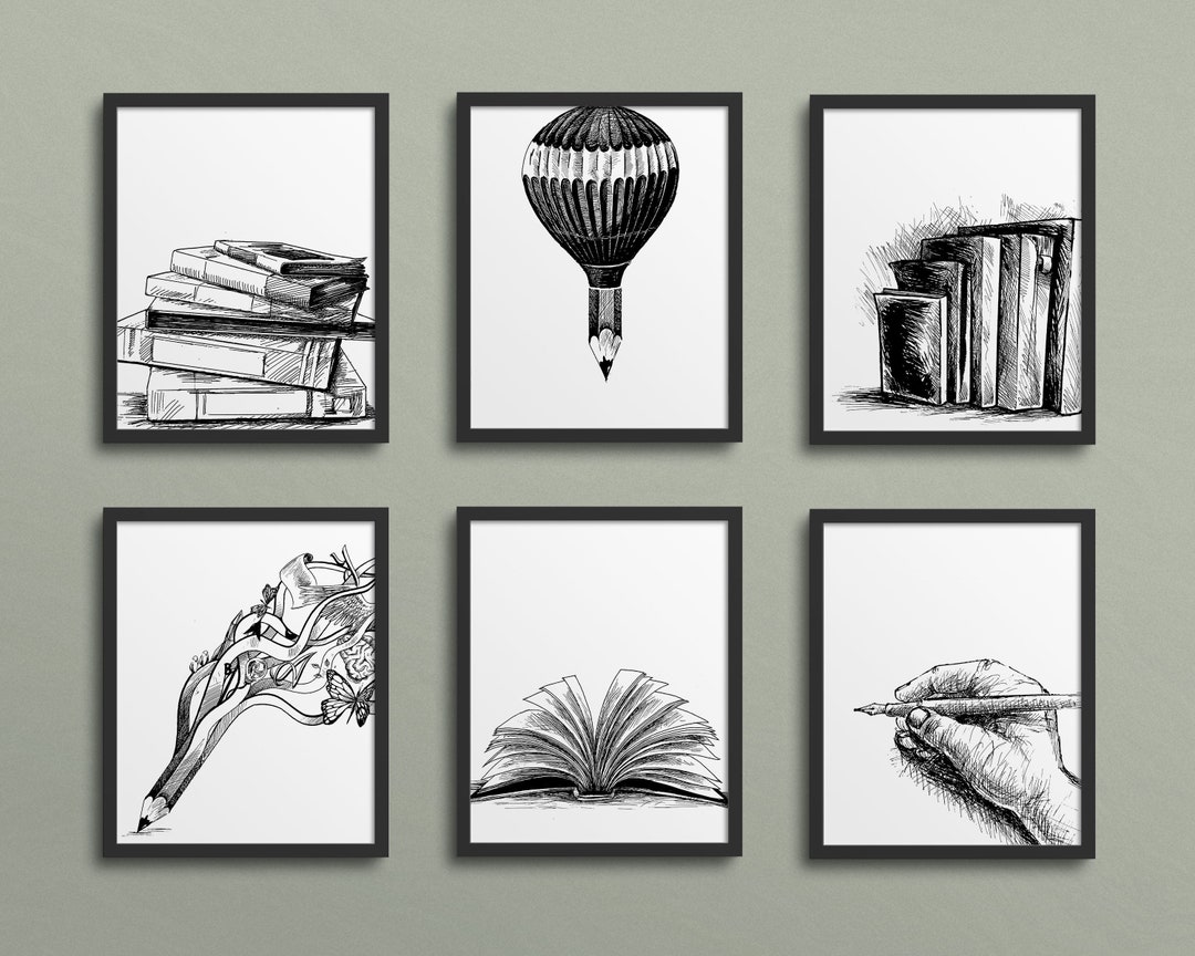 English Class Gallery Wall - Sketch Style, Classroom Decor, High School ...