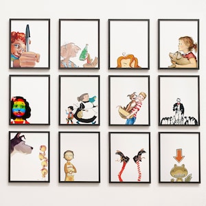 2nd & 3rd Grade Book Characters Gallery Wall - Classroom Decor, second, third, reading art digital printable instant download reading corner