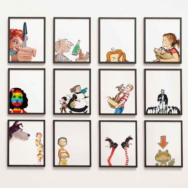 2nd & 3rd Grade Book Characters Gallery Wall - Classroom Decor, second, third, reading art digital printable instant download reading corner