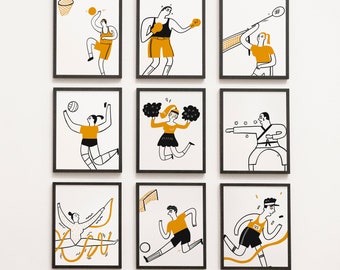 Sports Gallery Wall - physical education, gym, locker room decor, PE, fitness art, gym teacher, coach, sports, athletics, team
