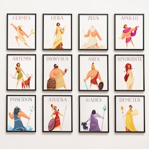 GREEK Gods Gallery Wall - greek mythology, goddess, history class, world culture, fairy tales, zeus, aphrodite, hera, poseidon