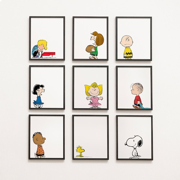 Peanuts Characters Gallery Wall - Classroom Decor, art, digital printable instant download, child's room, boy nursery