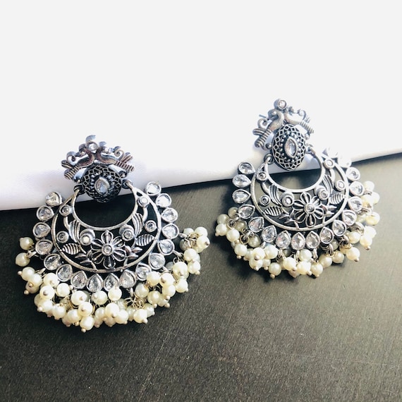 Oxidized Silver Plated Handmade Light Weiht Long Jhumka Jhumki - Etsy | Oxidised  silver jewelry, Silver jewelry fashion, Fancy jewellery