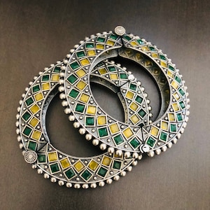 Oxidized Silver Tribal Bracelet Kada: Openable Ethnic Bangle