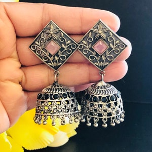 Silver Oxidized Jhumka/ Amrapali Inspired German Silver earrings/ Designer Silver Oxidized Jhumka/ Ethnic Earrings/ Indian Ethnic Earrings