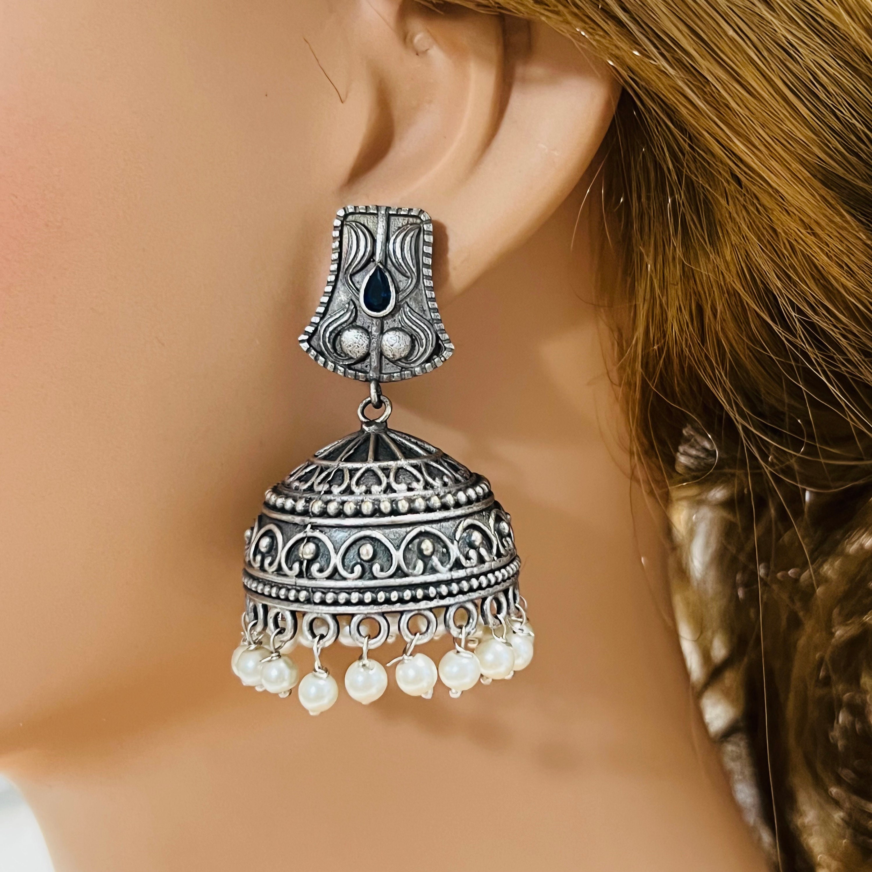 Jhumka cheap silver colour