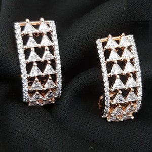 Rose Gold Silver CZ Studs/ CZ Studs/ Cubic Zirconia Studs/ Rose Gold Studs/American Diamond Studs/Crystal Silver Stud/Cubic Zirconia Jewelry