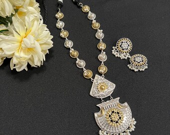 Oxidized Silver Dual Tone Necklace: Amrapali Style Statement Jewelry