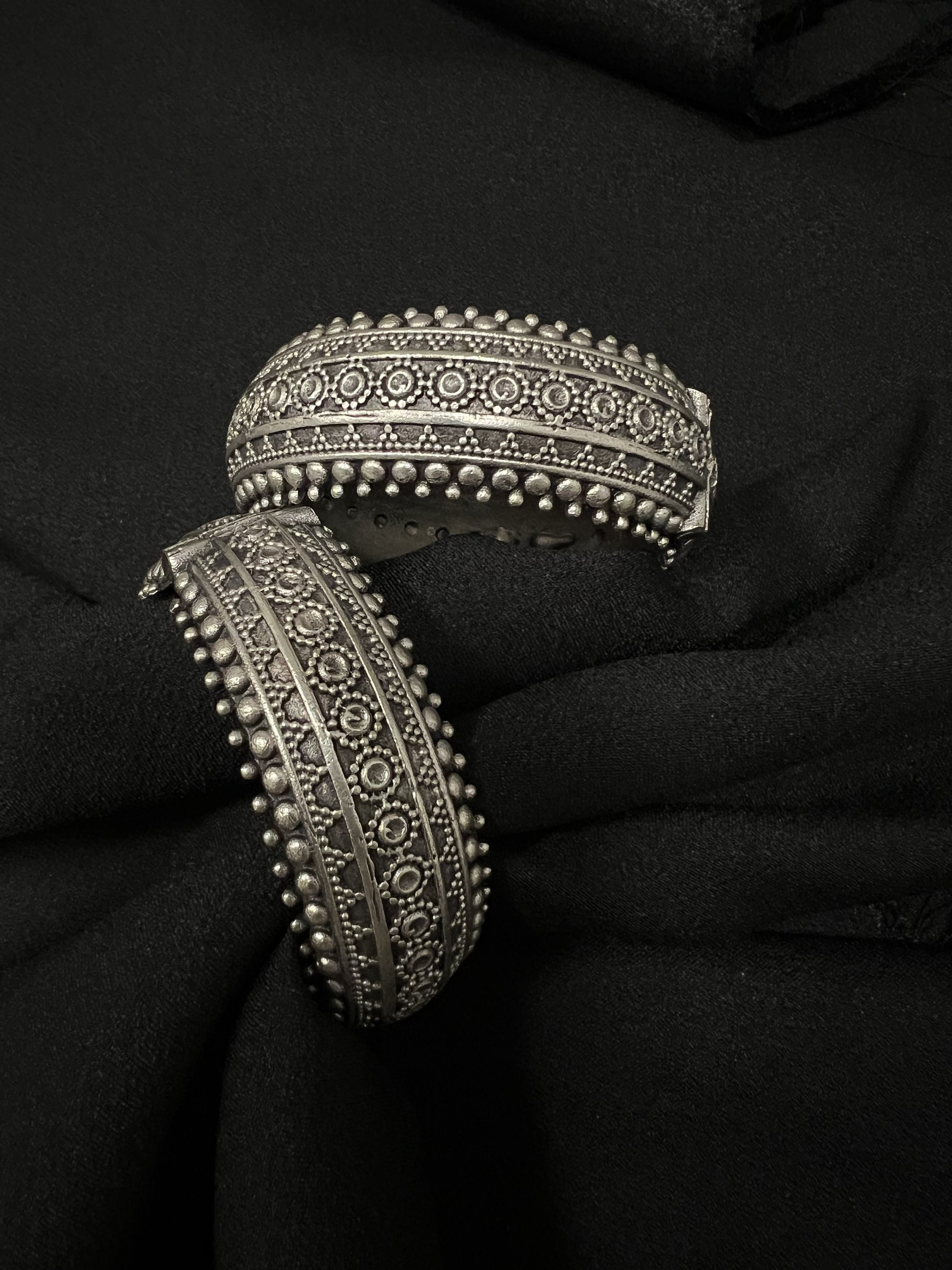 Oxidized Silver Tribal Bangles: Indian Ethnic Style, Size