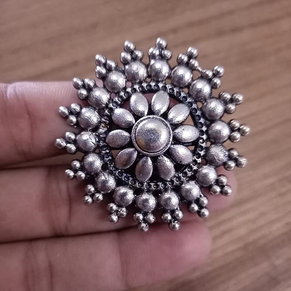 Oxidized Silver Adjustable Ring German Silver Oxidized Ring Indian Ethnic Finger Ring Oxidized Silver Ring Tribal Jewelry Bollywood Ring