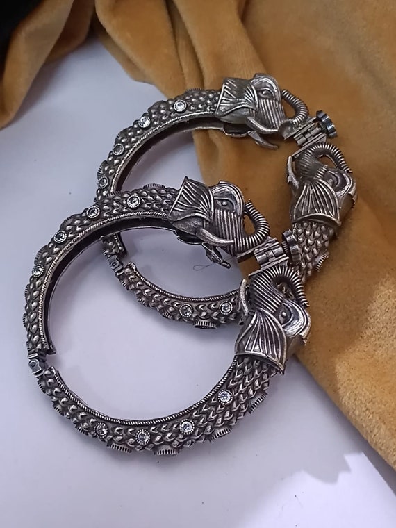 Tribal Indian Silver Elephant Cuff Bracelet Tribal Indian Silver Elephant Cuff Bracelet