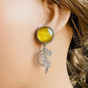 Oxidized Silver Bird Stud Earrings: Indian Tribal Style