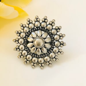 Oxidized Silver Adjustable Ring: Indian Bollywood Tribal Jewelry