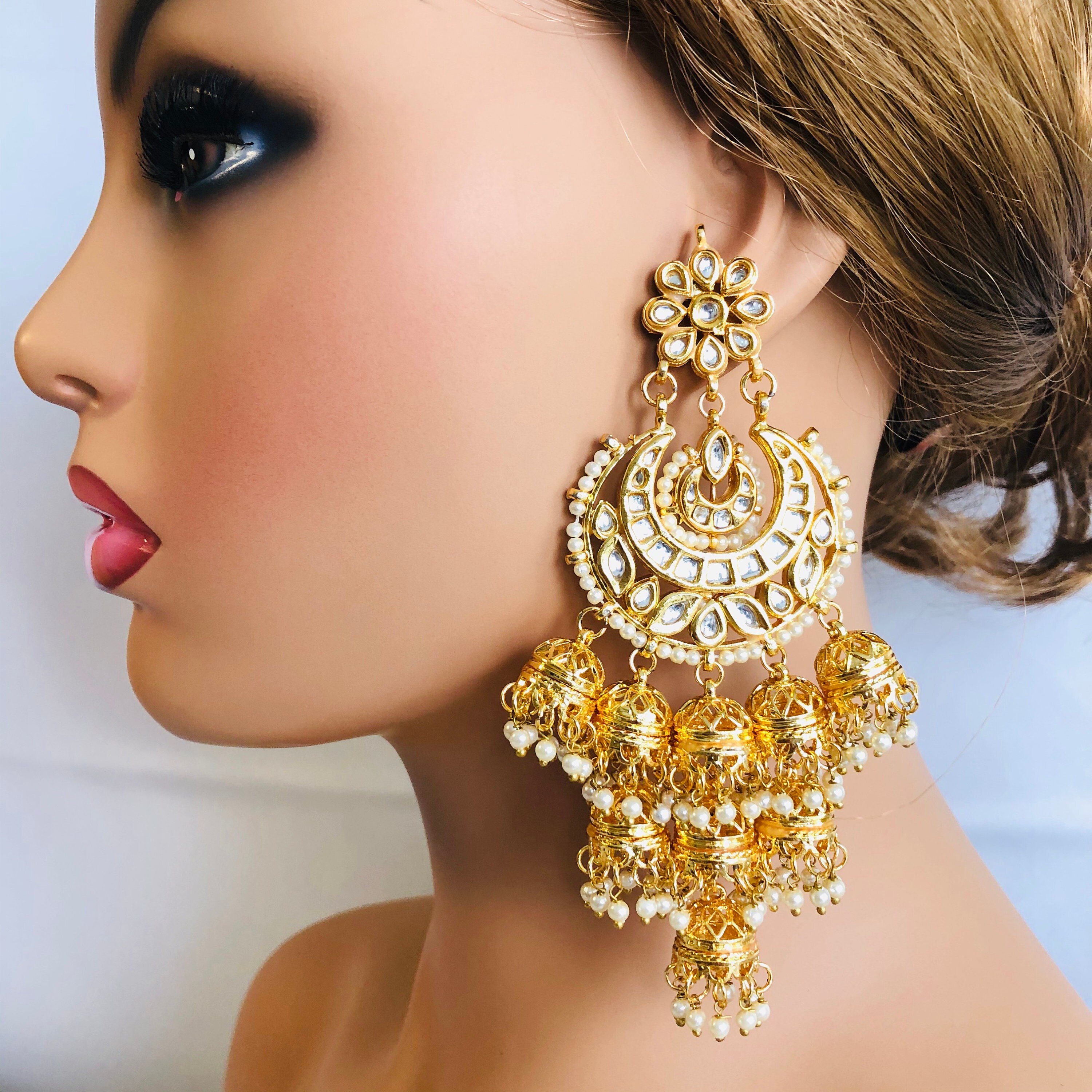 Goldene Kundan Chandbali Bollywood Kundan Chandbali