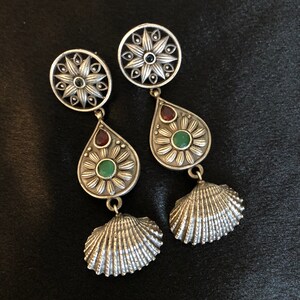 Oxidized Silver Earrings/ German Silver Jhumka earrings/ Ethnic Party Earrings/ Silver Tribal Jhumka/ Indian Contemporary Earrings