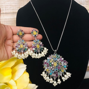 Oxidierte Silber Kemp Stein Anhänger Halskette: Ethno Tribal Schmuck