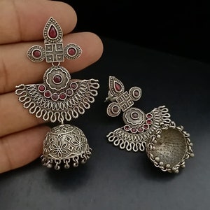 Oxidized Jhumka/ German Silver earrings/ Designer Silver Oxidized Jhumka/ Indian Earrings/ Ethnic Earrings/ Indian Jewelry