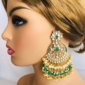 Kundan Meenakari Chandbali Earrings: Bollywood Wedding Jewelry