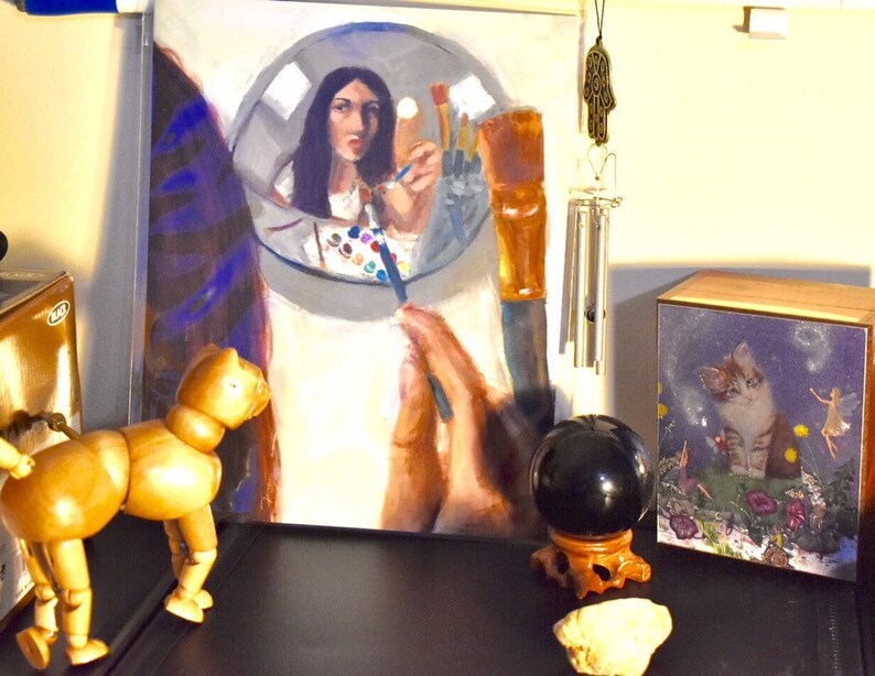 Art Print Girl in Mirror Painting Acrylic Print Wall Art Decor Etsy