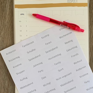 Aufkleber / Sticker für Kalender, Events und als Erinnerung