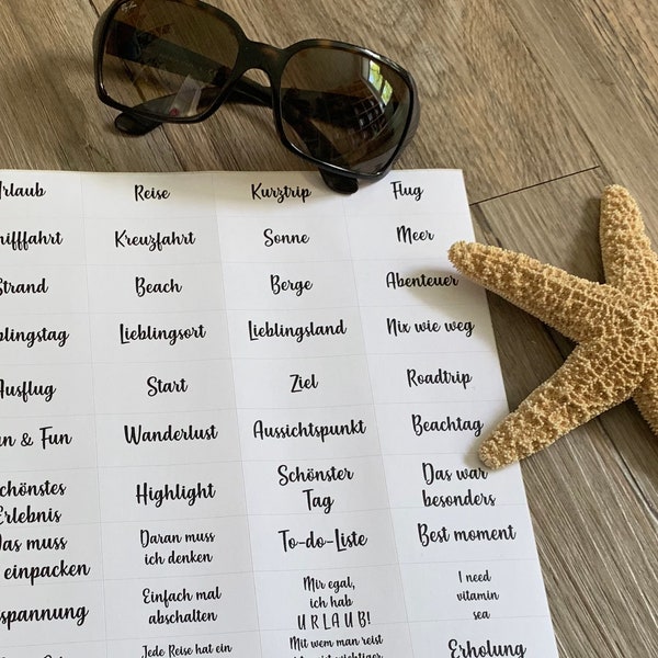 Aufkleber / Sticker für Urlaub, Reise und Reisetagebücher