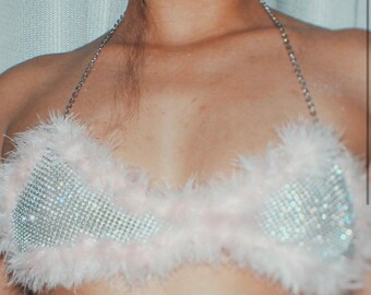 pink fuzzy bralette