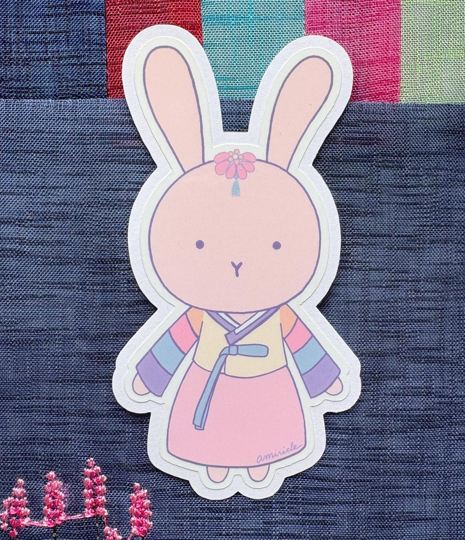 Korean Rabbit Sticker Hanbok Bunny Sticker, Korean Traditional Dress, Laminated - Etsy