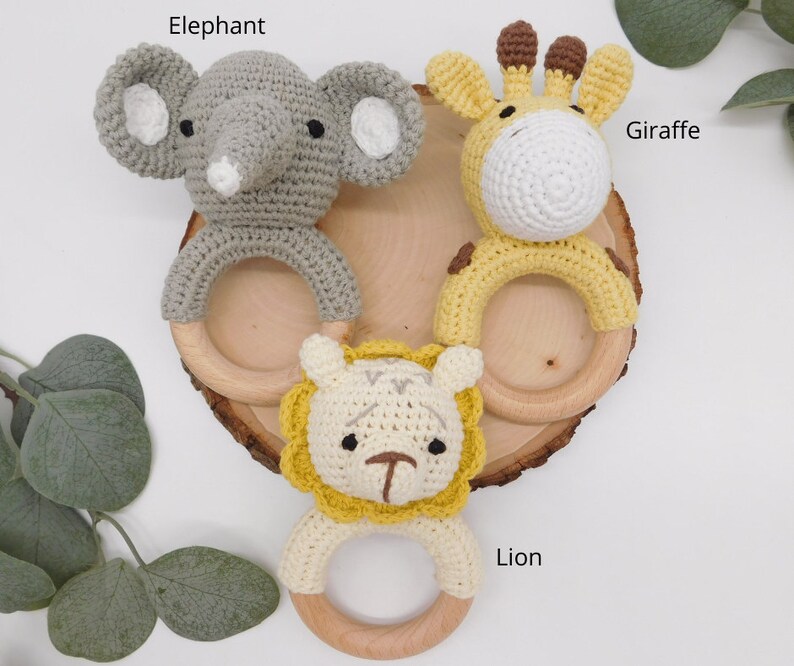 Soft Rattle Wooden Crochet Crochet Animal Rattle Crochet Etsy