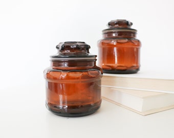 Amber Glass Canister Etsy