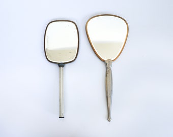 Vintage Gold Brass Hand Mirror