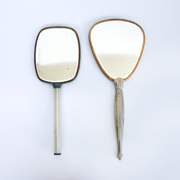 Vintage Gold Brass Hand Mirror