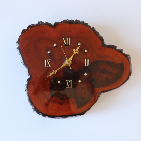 Vintage Handmade Wood Slice Lacquered Wood Wall Clock