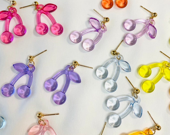 small acrylic berry accessories spring accessories nickel free women/'s plastic cherry fruit dangle earrings gifts for her