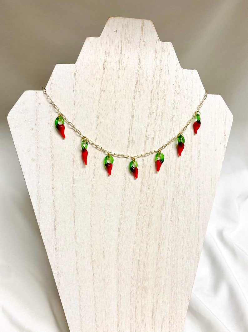gifts for her lampwork chili pepper necklace red vegetable accessories chili pepper beaded glass hot chili choker trendy red jewelry