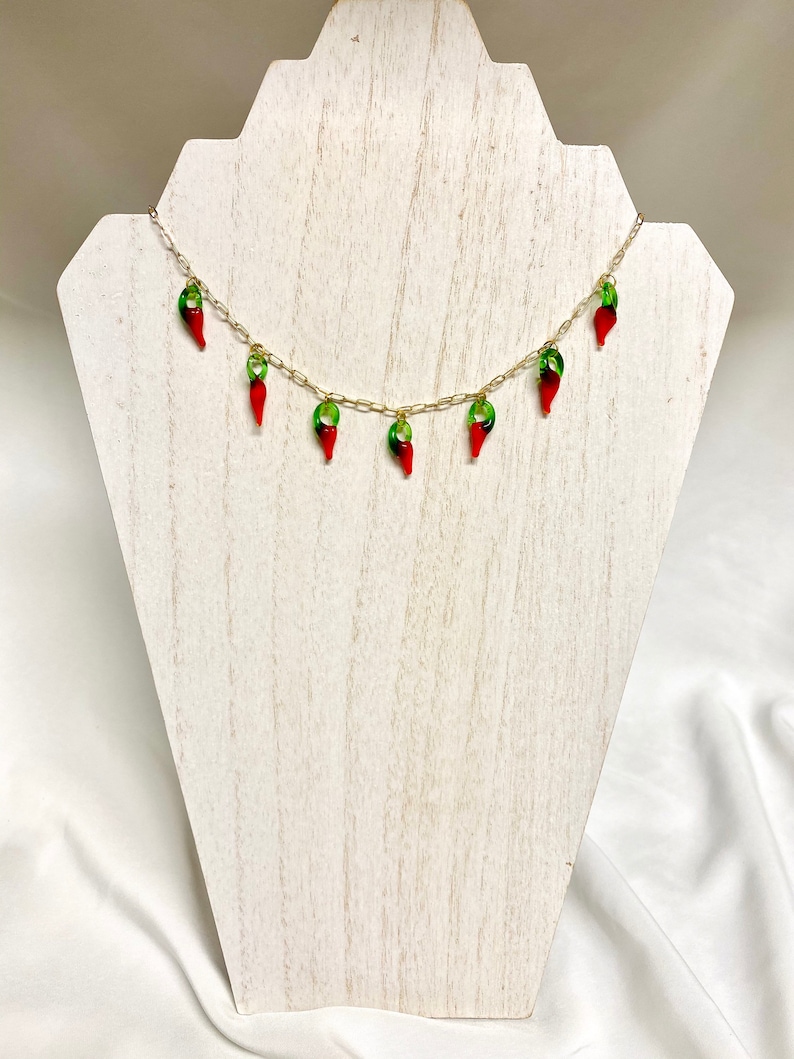 gifts for her lampwork chili pepper necklace red vegetable accessories chili pepper beaded glass hot chili choker trendy red jewelry